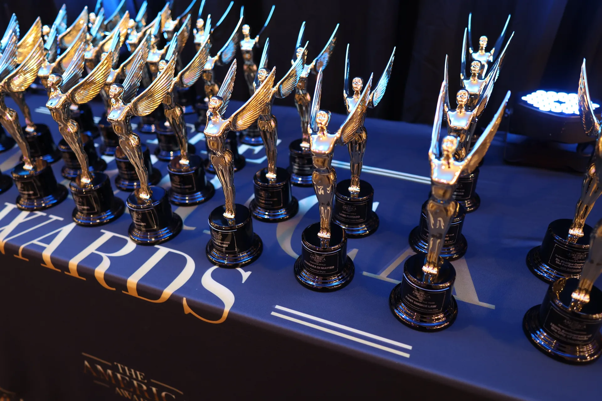 The America Awards trophies displayed at the 2025 ceremony